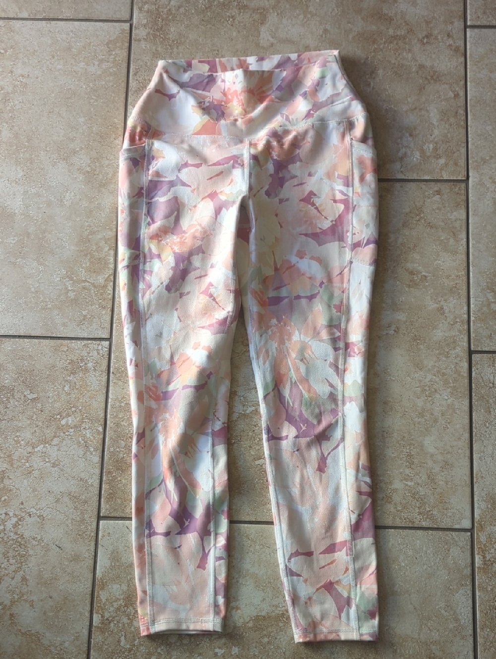RBX Pink and Peach Floral Active Leggings